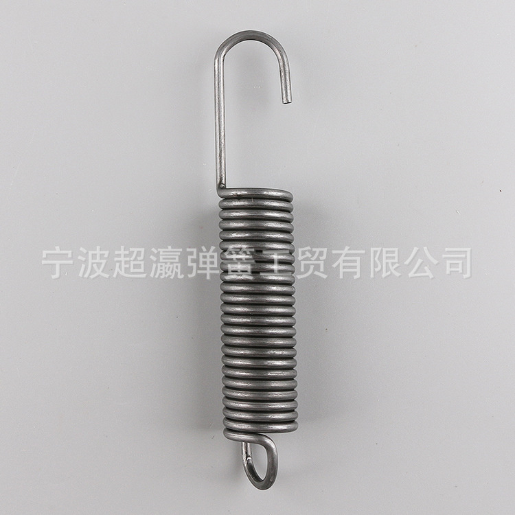 Helical extension spring with ring and hook