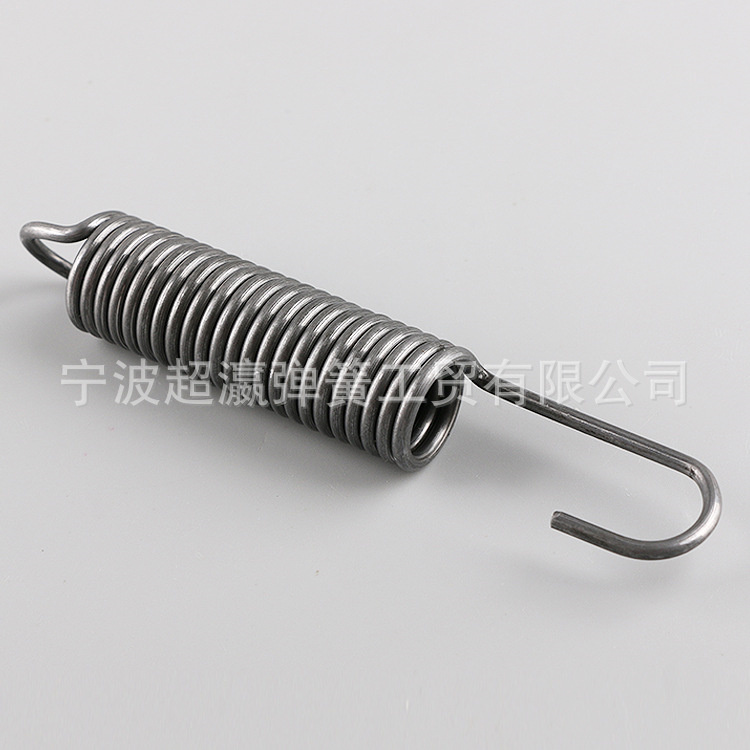 Helical extension spring with ring and hook