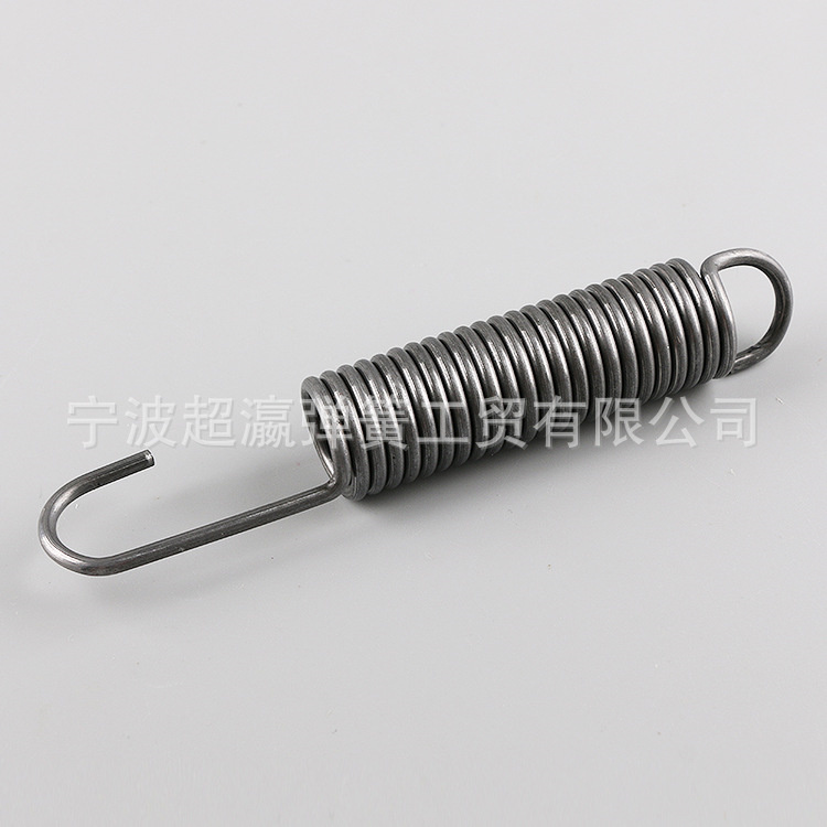 Helical extension spring with ring and hook